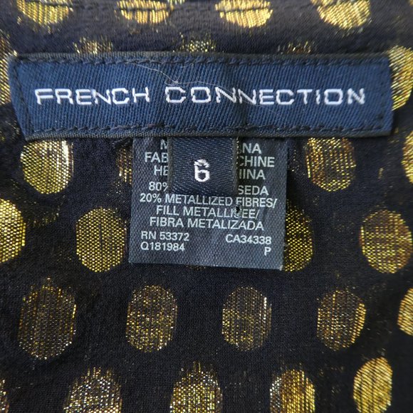 SiLK Metallic French Connection Gold Polka Dot Babydoll Top Sleeveless Tie 6 - Picture 7 of 8